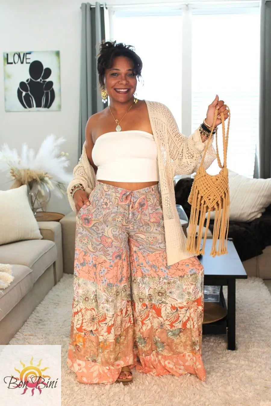 BB Pastel Peachy Blossom Skies Palazzo Pants