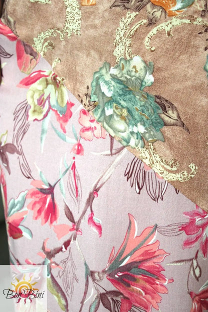 BB Pastel Peachy Blossom Skies Patchwork Overalls
