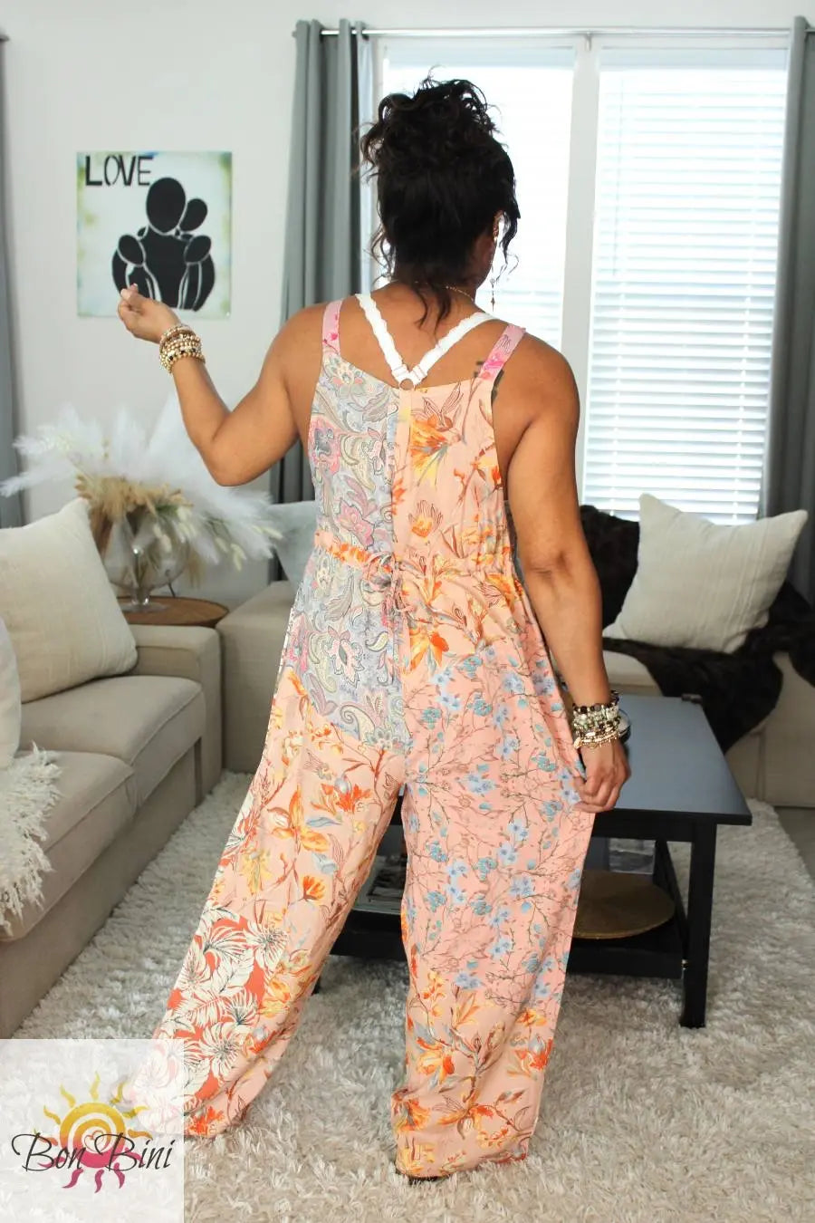 BB Pastel Peachy Blossom Skies Patchwork Overalls