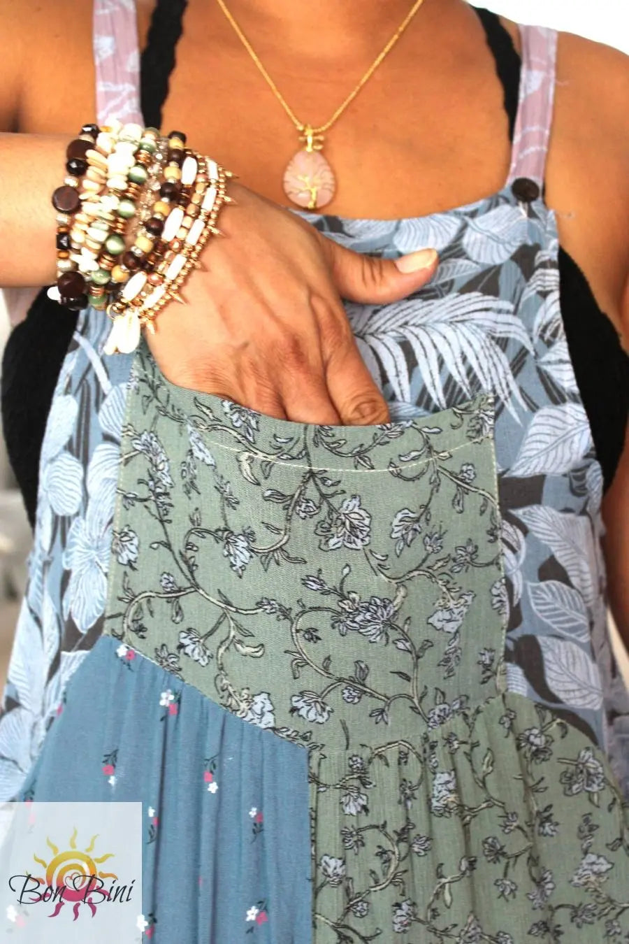 BB Serene Sage Meadows Patchwork Overalls