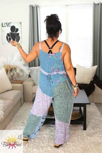 BB Serene Sage Meadows Patchwork Overalls