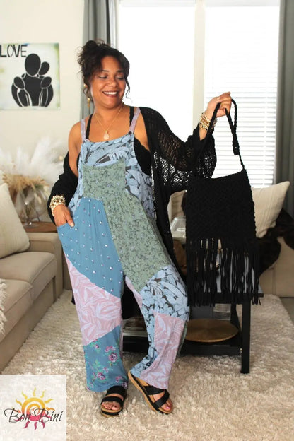 BB Serene Sage Meadows Patchwork Overalls