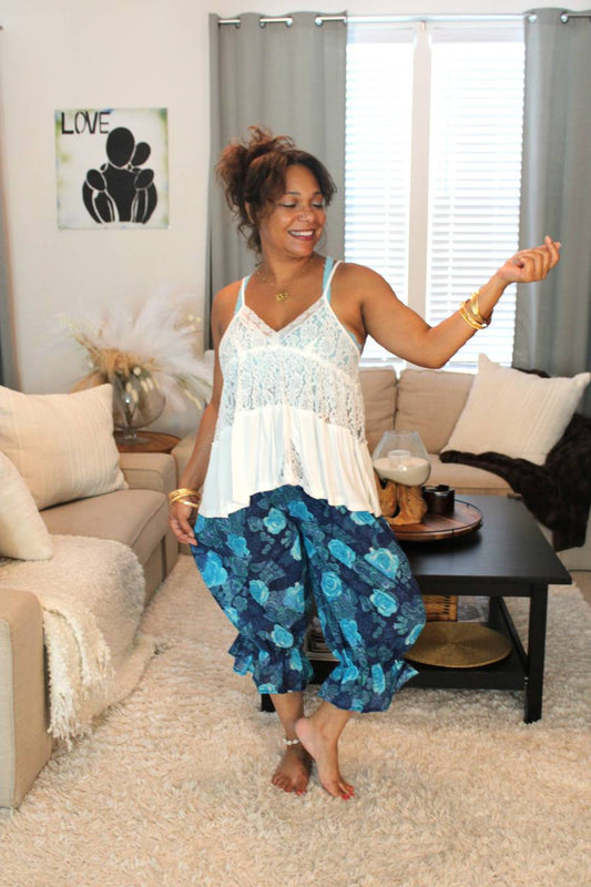BB Tranquil Water Rose Midi Capri Bloomer Shorts