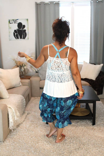 BB Tranquil Water Rose Midi Capri Bloomer Shorts
