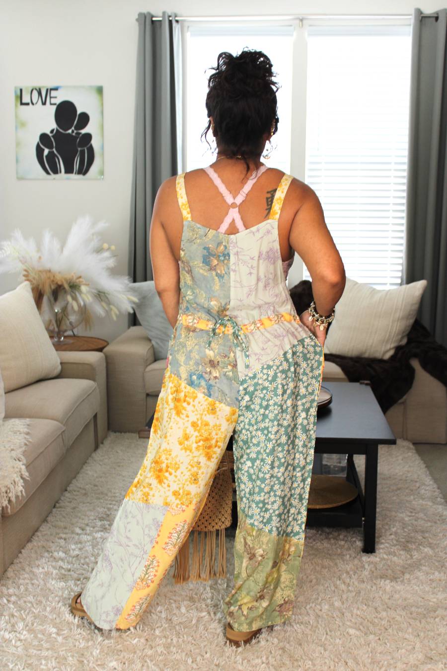 BB Pastel Sun & Ocean Shores Patchwork Hippie Overalls