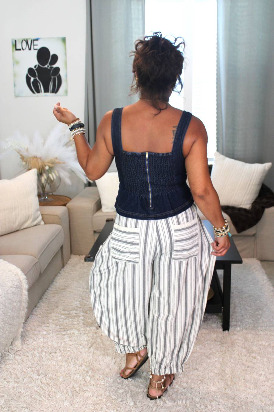 Beachy Waves Linen Balloon Pants