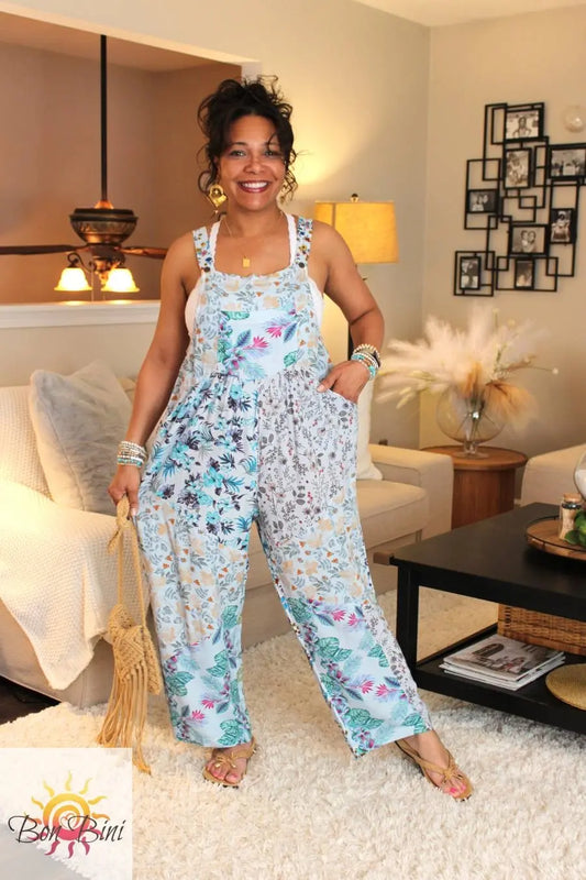 BB Blue Gorgeousness Serenity Patchwork Boho Overalls