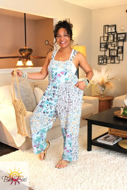 BB Blue Gorgeousness Serenity Patchwork Boho Overalls