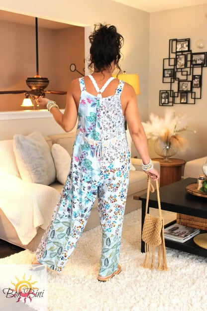BB Blue Gorgeousness Serenity Patchwork Boho Overalls