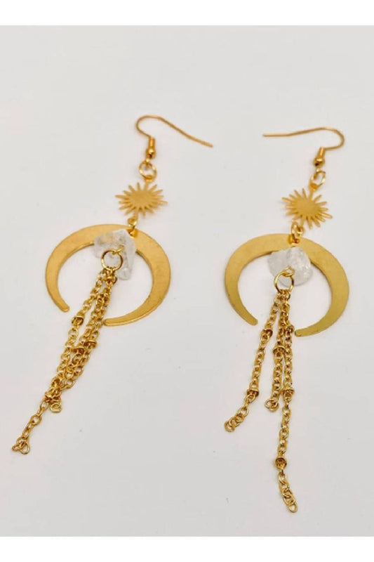Bohemian Crescent Tassel Earrings