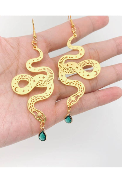 Bohemian Star, Moon, Snake Earrings