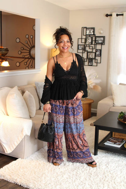 Boho Smocked Wide Leg Pants