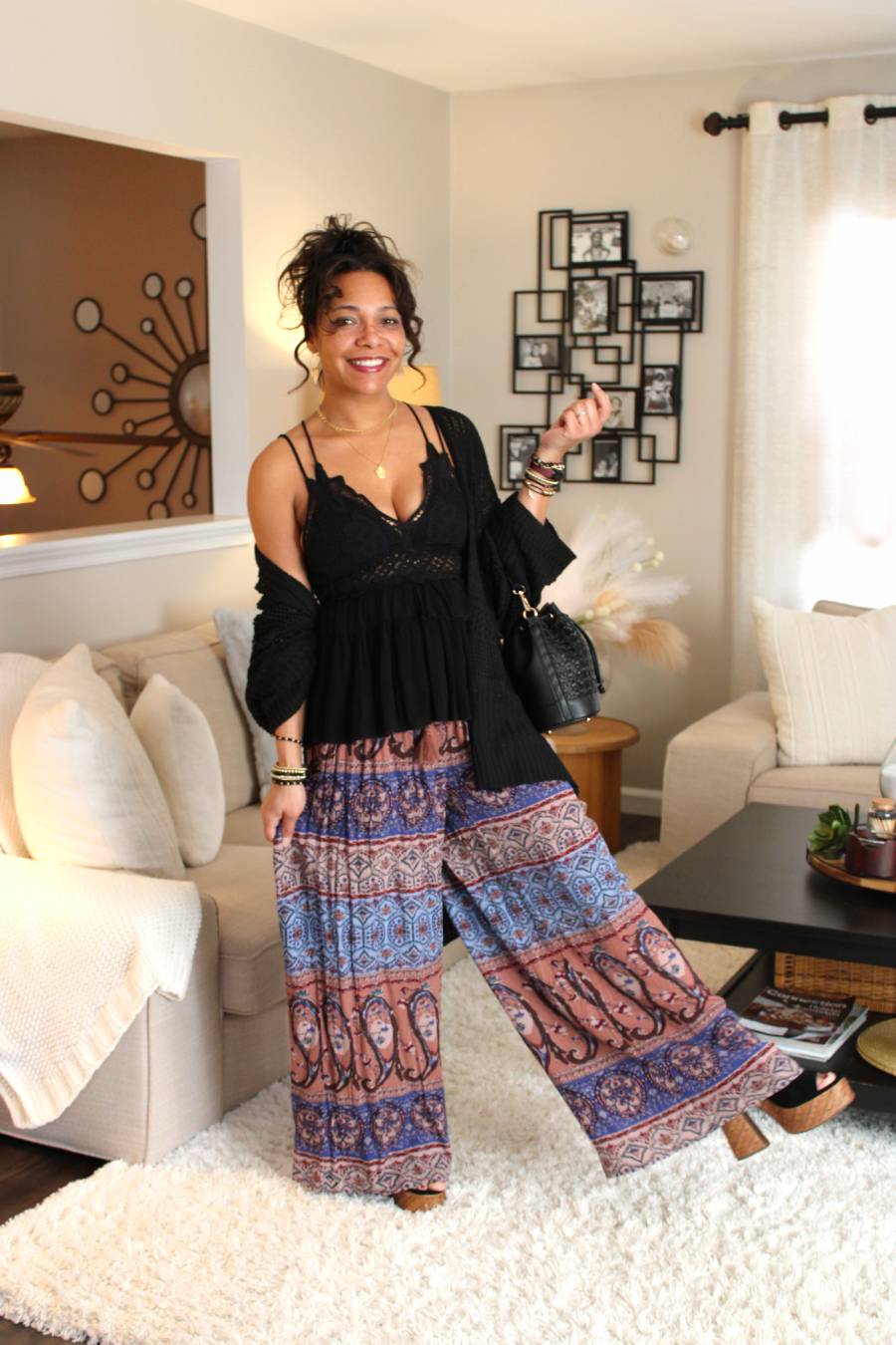 Boho Smocked Wide Leg Pants