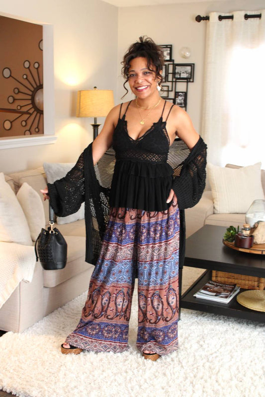 Boho Smocked Wide Leg Pants