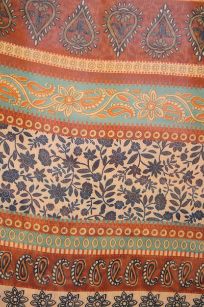 Brown Rock N’ Roll Rose Guitar Vintage Kantha Top