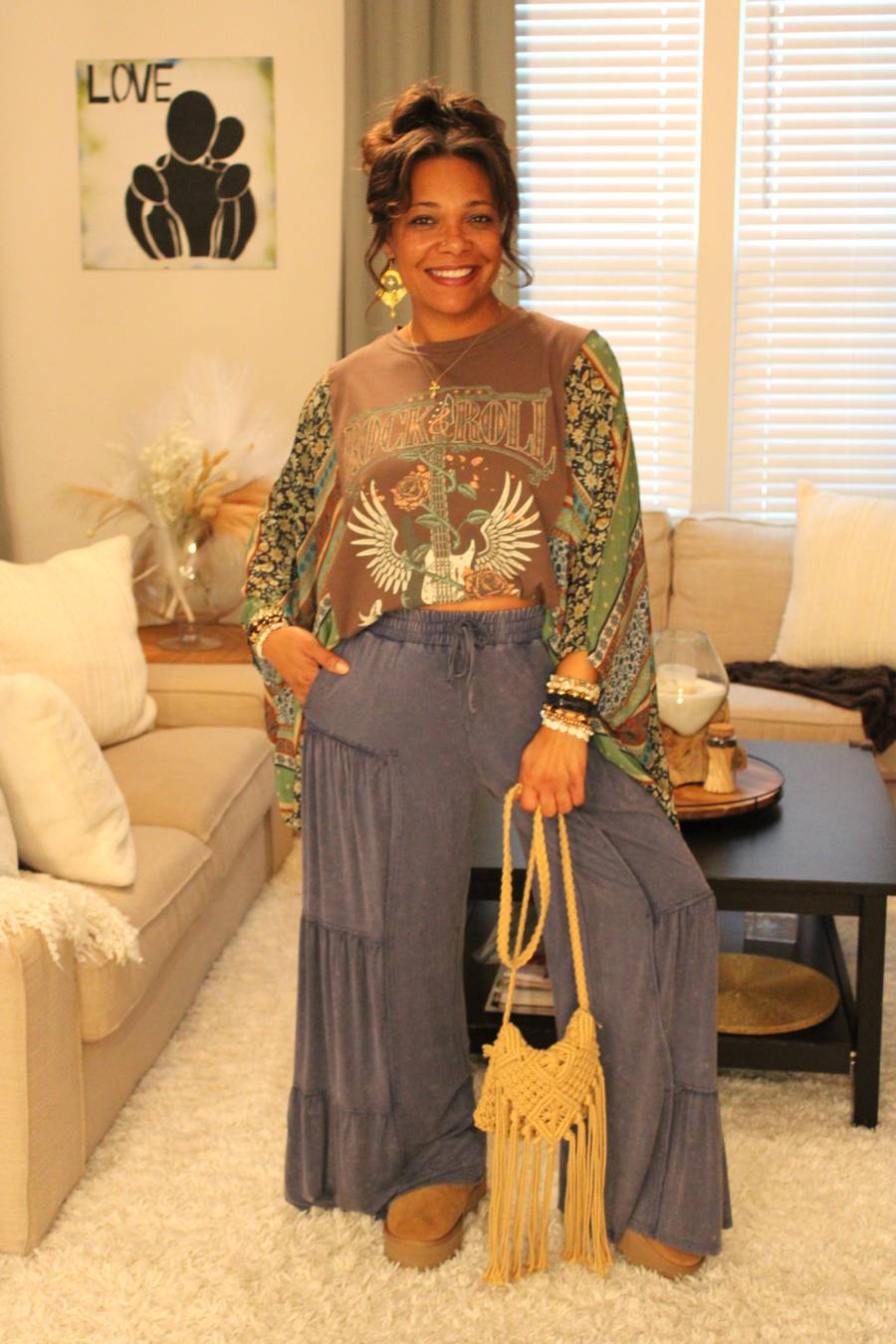 Everyday Comfort Denim Wash Side Tiered Pants