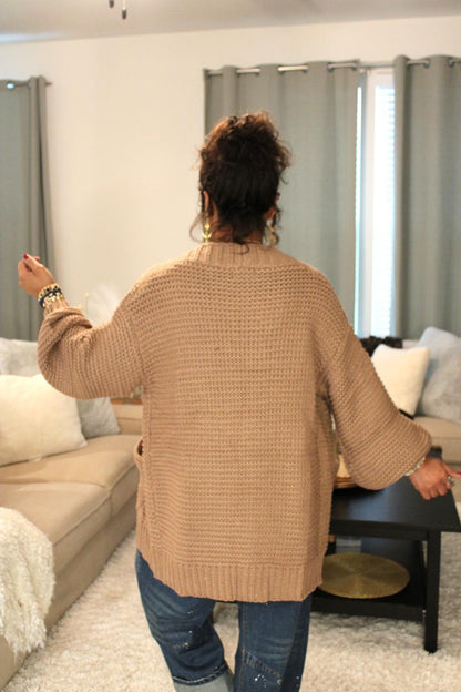 Cable Lantern Sleeve Cardigan