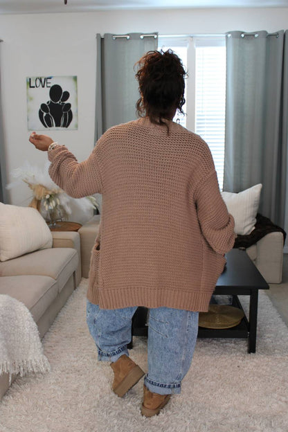 Cable Lantern Sleeve Cardigan