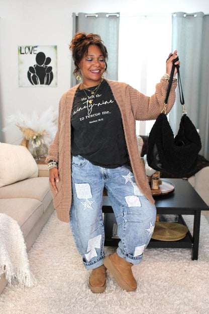 Cable Lantern Sleeve Cardigan