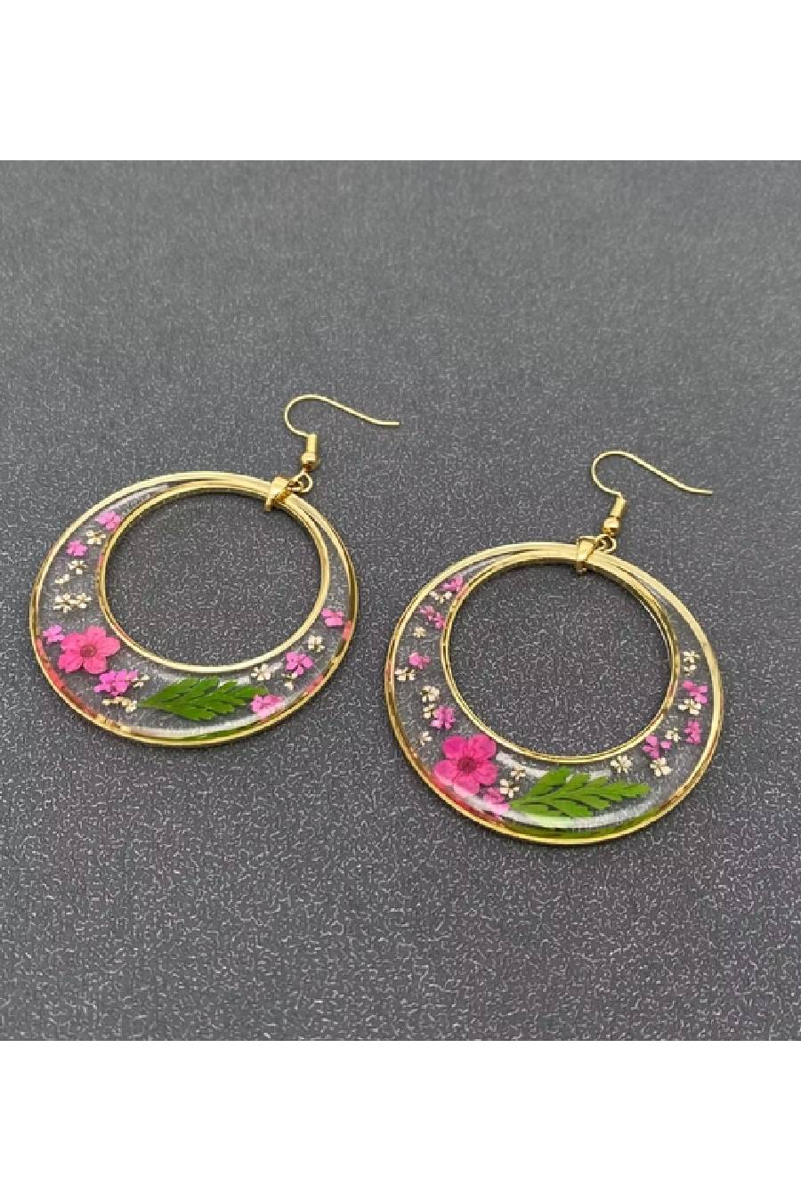 Celestial Halo Of Flowers Dangle Hoop Earrings