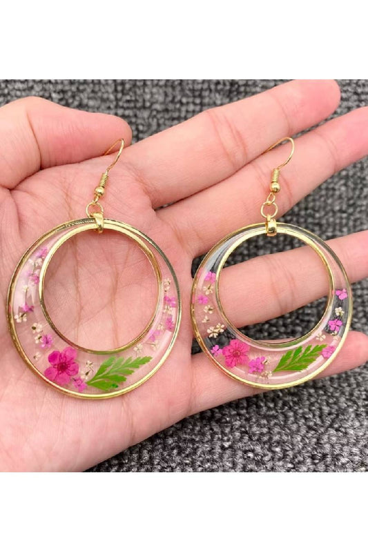 Celestial Halo Of Flowers Dangle Hoop Earrings