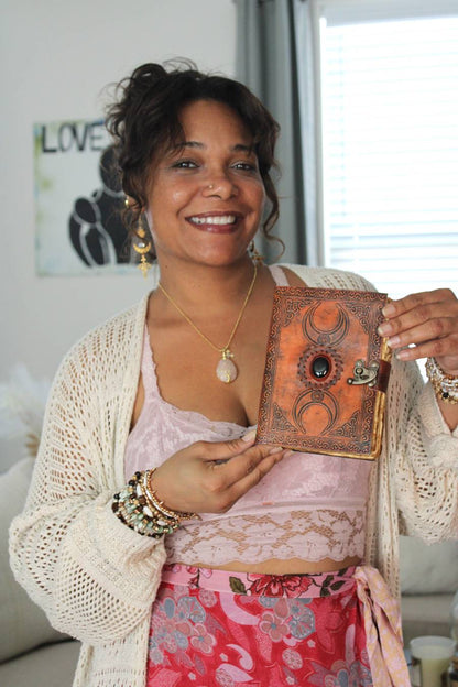 Celtic Moon Trinity Stone Leather Journal