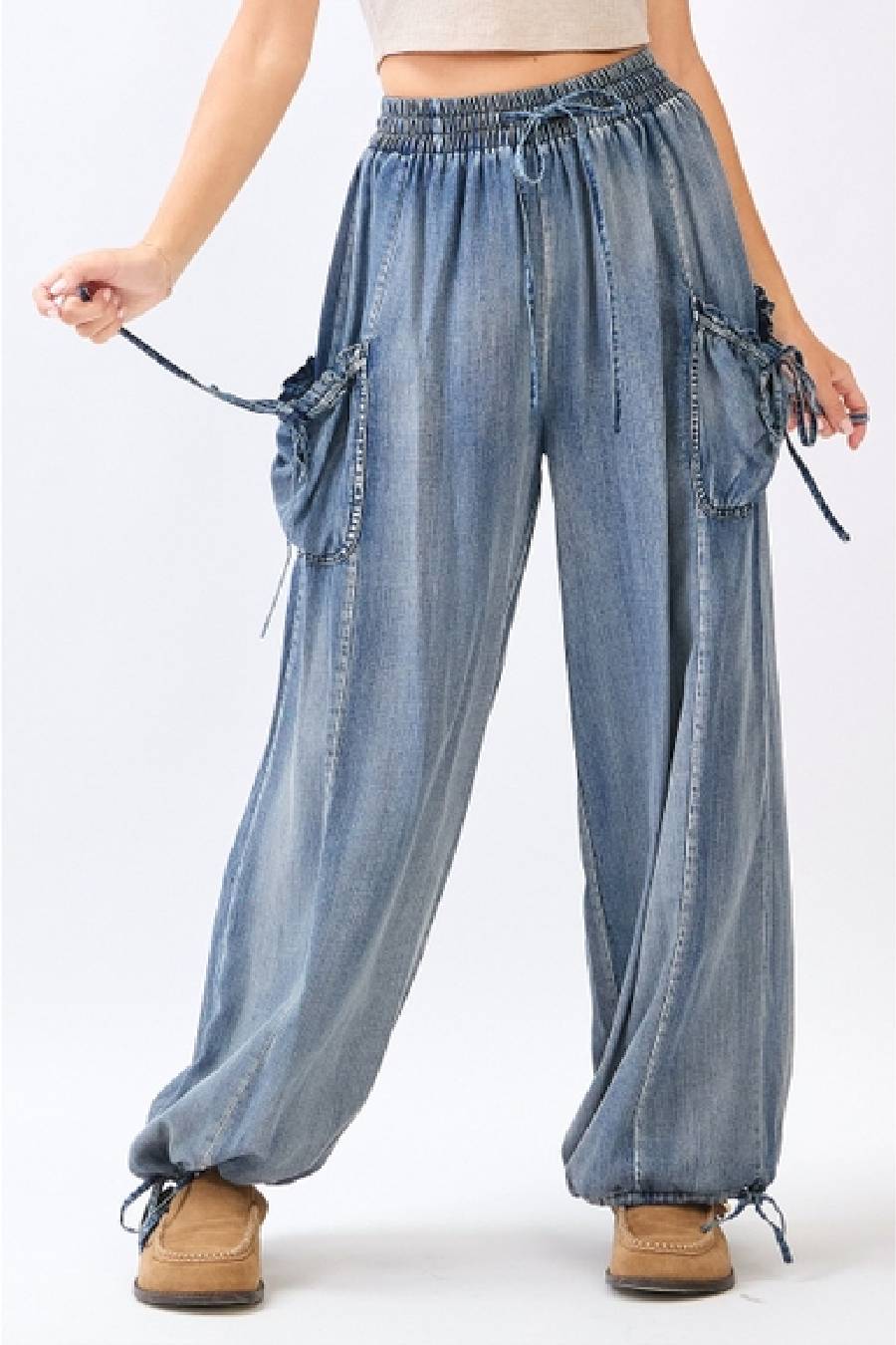 Chambray Cute Pocket Convertible Pants