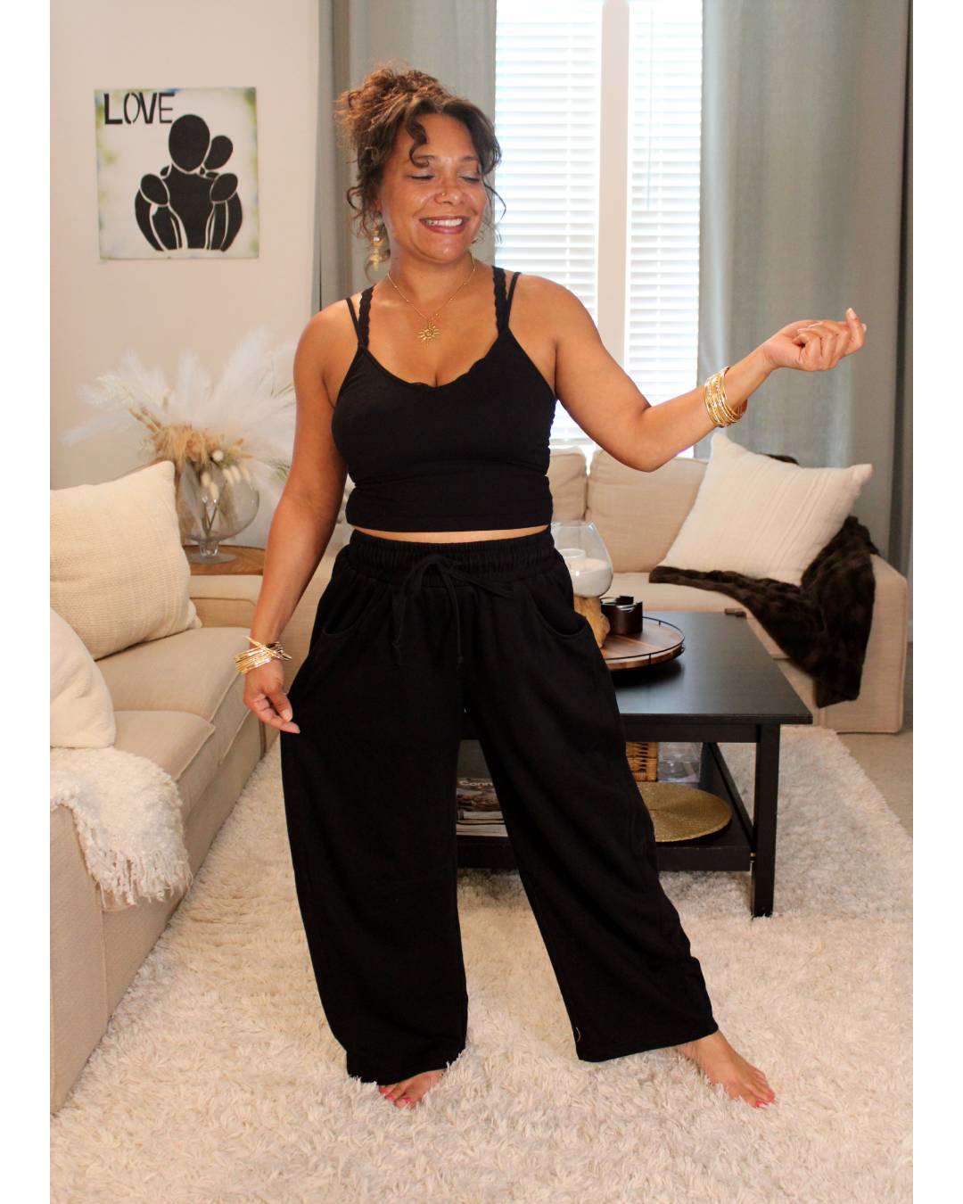 Cotton French Terry Barrel Pants
