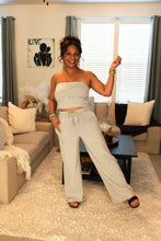 Load image into Gallery viewer, Cute, Casual Stripes Tube Top &amp; Pants Set
