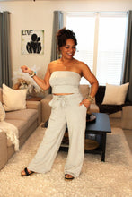 Load image into Gallery viewer, Cute, Casual Stripes Tube Top &amp; Pants Set
