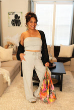 Load image into Gallery viewer, Cute, Casual Stripes Tube Top &amp; Pants Set
