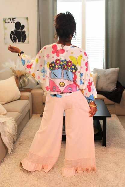 Cute & Classic Hippie Van Printed Knit Sweater