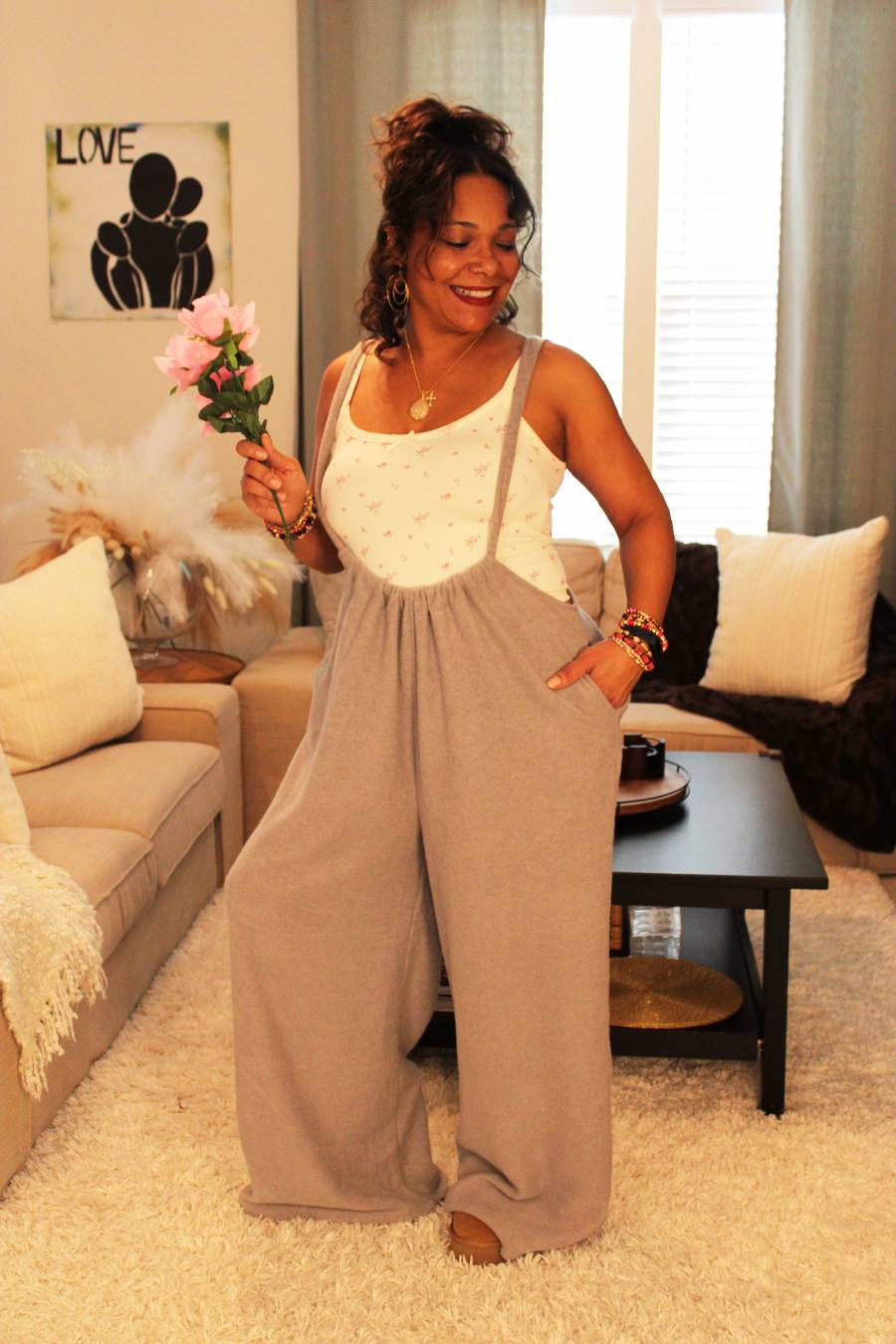 Cozy Queen Wide Leg Suspender Pants