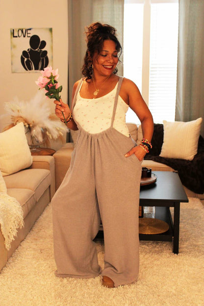 Cozy Queen Wide Leg Suspender Pants