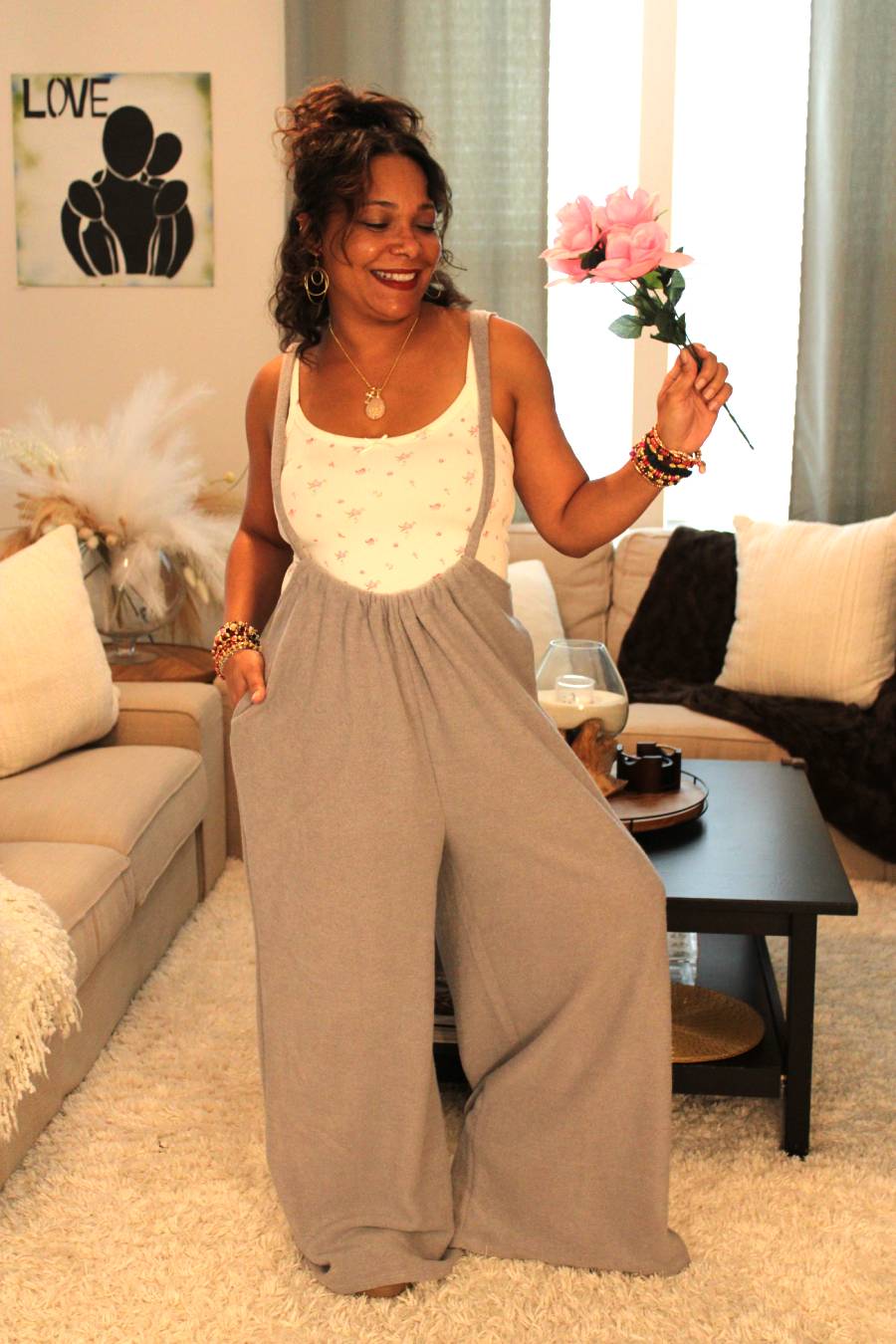 Cozy Queen Wide Leg Suspender Pants