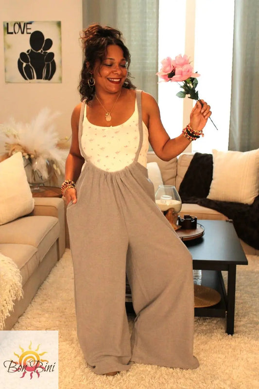Cozy Queen Wide Leg Suspender Pants