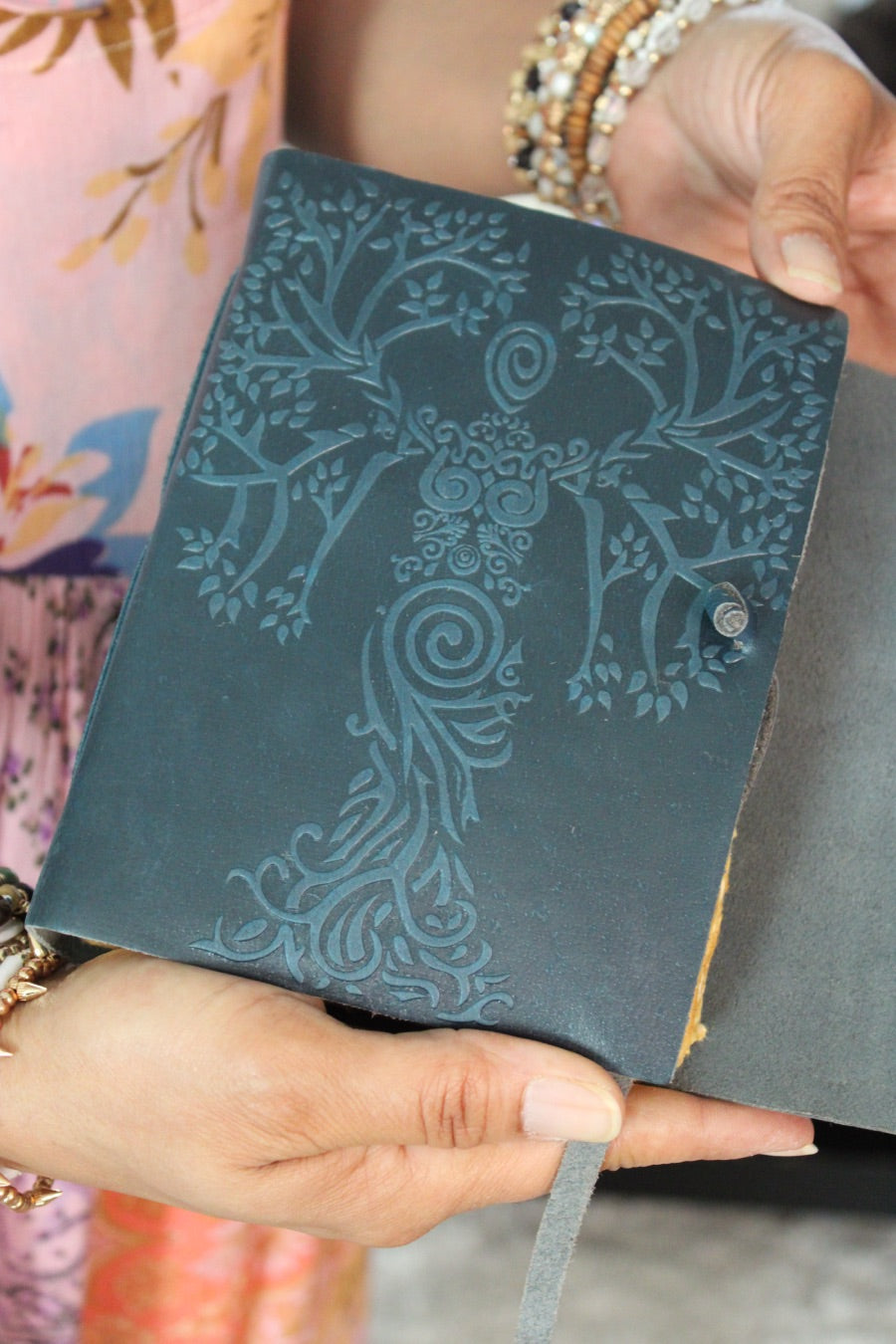 Dark Blue Suede Tree Goddess Journal