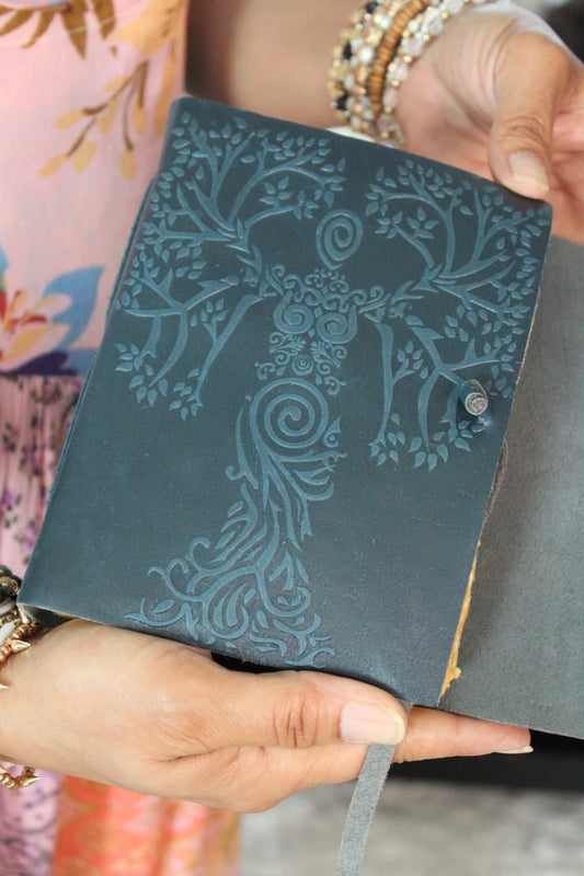 Dark Blue Suede Tree Goddess Journal