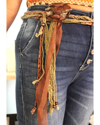 POL Rosette Tassel Tie Belt