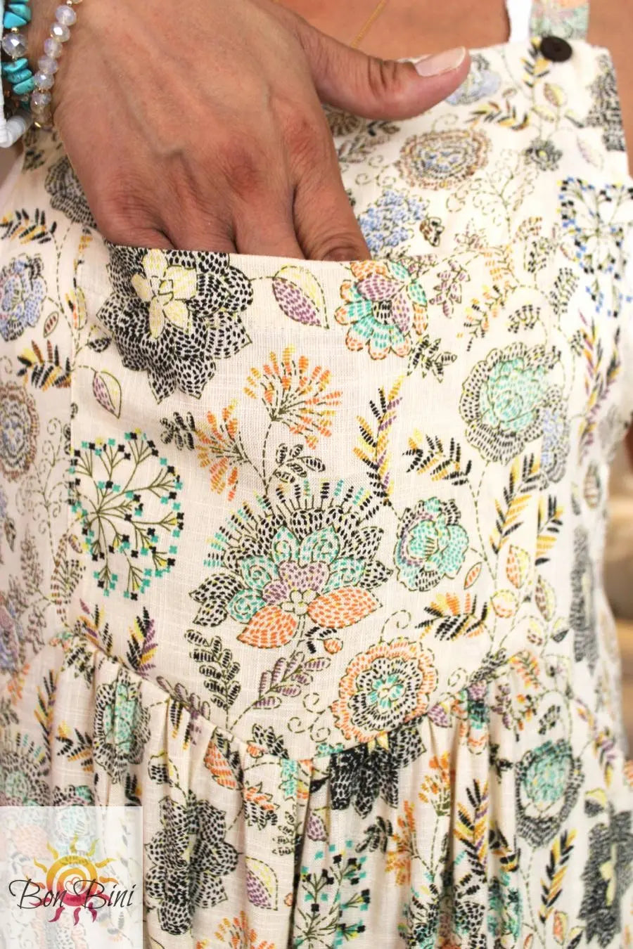 BB Dreamy Cream Floral Hippie Style Overalls
