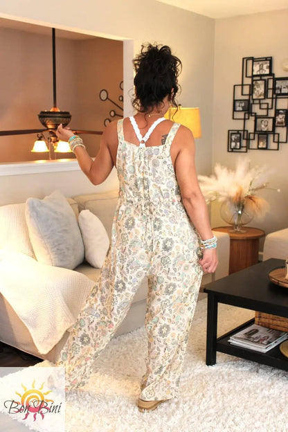 BB Dreamy Cream Floral Hippie Style Overalls