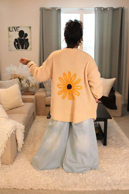 Sunflower Embroidered Cardigan
