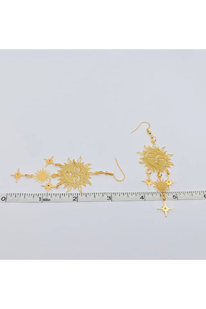 Divine Sun & Star Goddess Dangle Earrings