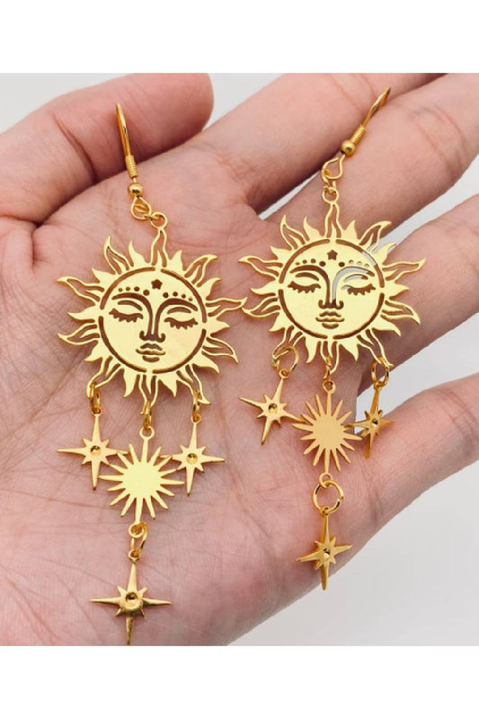 Divine Sun & Star Goddess Dangle Earrings