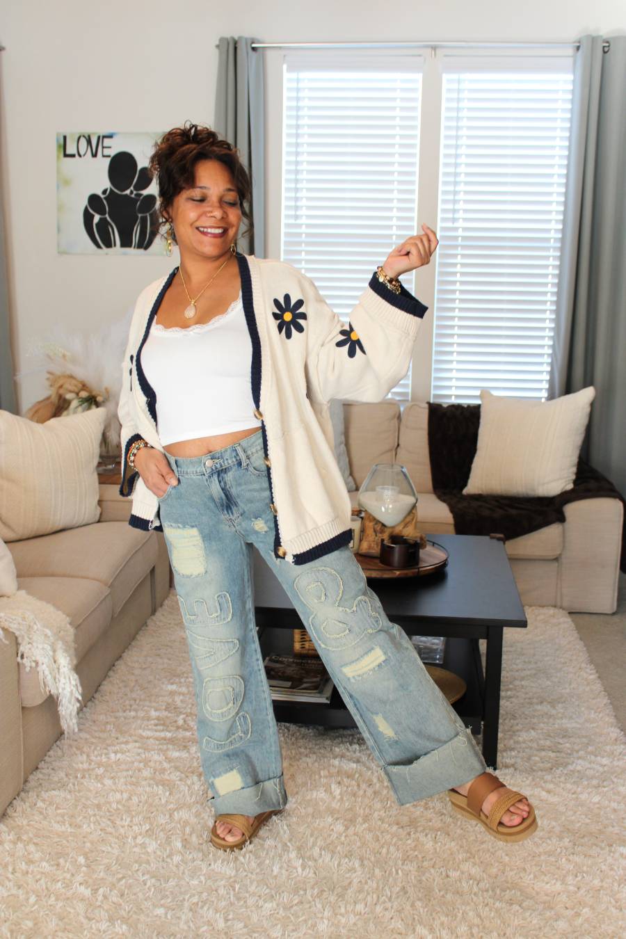 O&H "& Love" Patched Denim Jeans