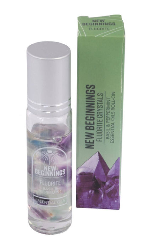 "New Beginnings" Fluorite Crystal Stone Essential Oil Roll-On