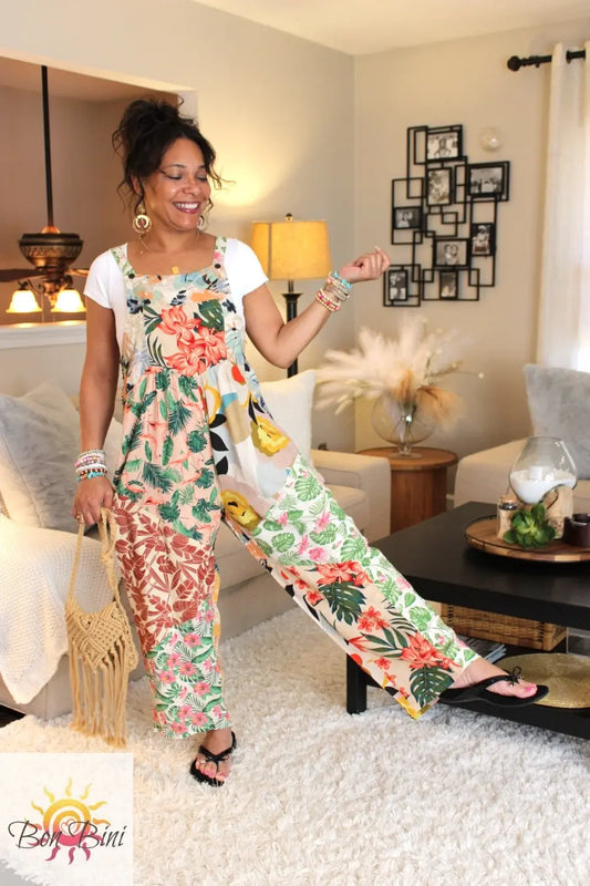 BB Feeling Tropical Patchwork Overalls