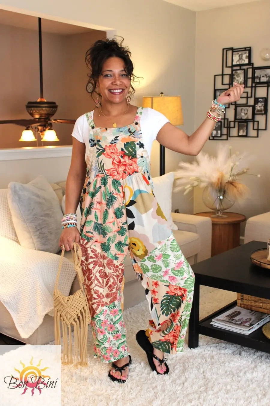 BB Feeling Tropical Patchwork Overalls