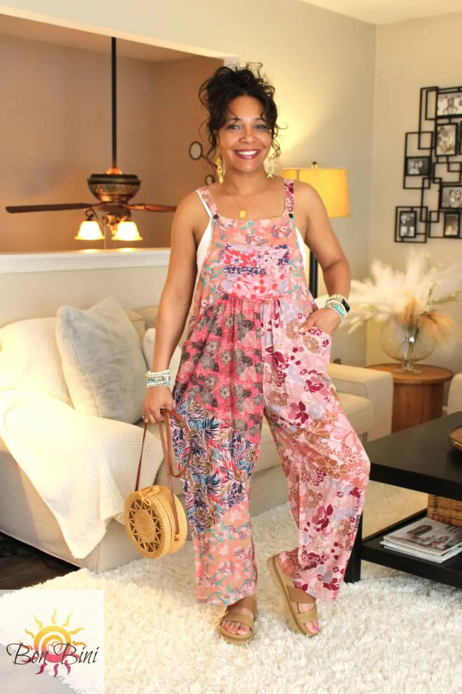 BB Perfectly Pink Hippie Patchwork Overalls