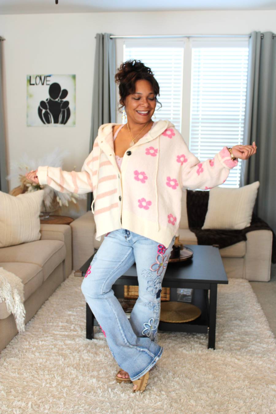 Floral Bloom Hooded Cardigan